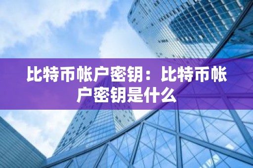 比特币帐户密钥：比特币帐户密钥是什么
