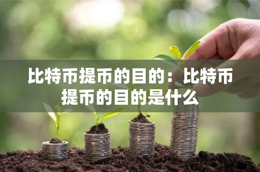 比特币提币的目的：比特币提币的目的是什么