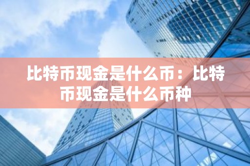 比特币现金是什么币：比特币现金是什么币种