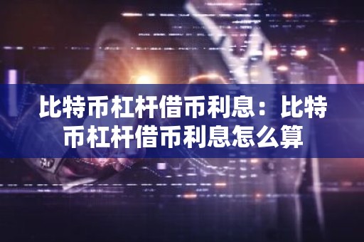 比特币杠杆借币利息：比特币杠杆借币利息怎么算