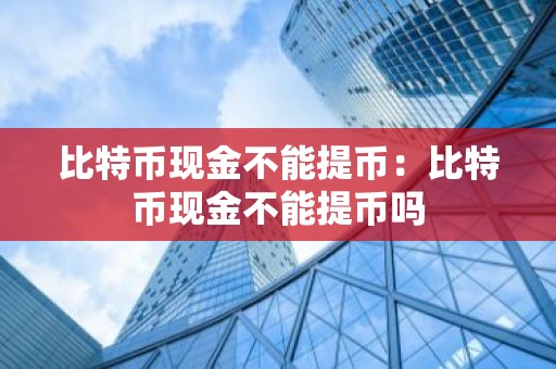 比特币现金不能提币：比特币现金不能提币吗