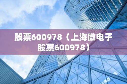 股票600978（上海微电子股票600978）