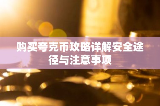 购买夸克币攻略详解安全途径与注意事项
