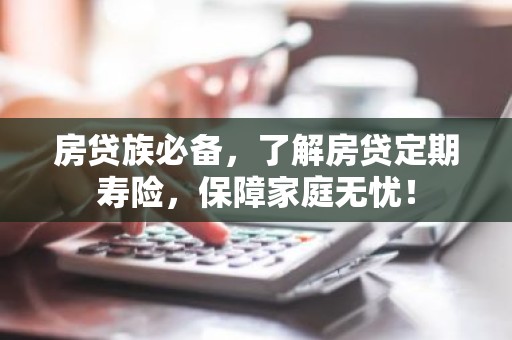 房贷族必备，了解房贷定期寿险，保障家庭无忧！
