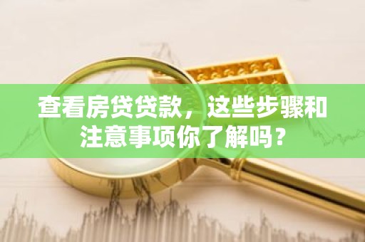 查看房贷贷款，这些步骤和注意事项你了解吗？
