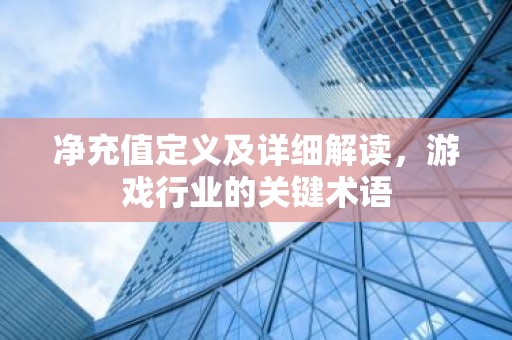 净充值定义及详细解读，游戏行业的关键术语