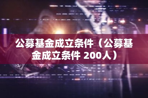 公募基金成立条件（公募基金成立条件 200人）