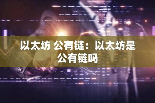 以太坊 公有链：以太坊是公有链吗