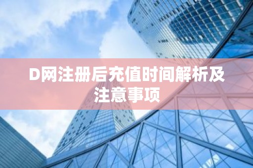 D网注册后充值时间解析及注意事项