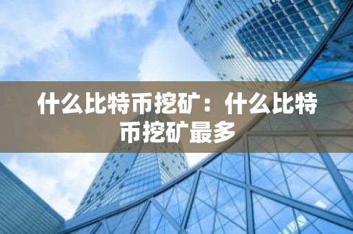 什么比特币挖矿：什么比特币挖矿最多