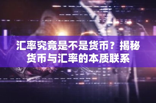 汇率究竟是不是货币？揭秘货币与汇率的本质联系