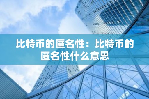 比特币的匿名性：比特币的匿名性什么意思