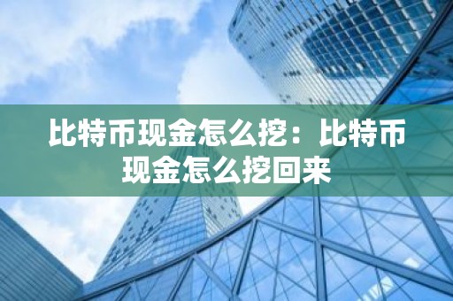比特币现金怎么挖：比特币现金怎么挖回来