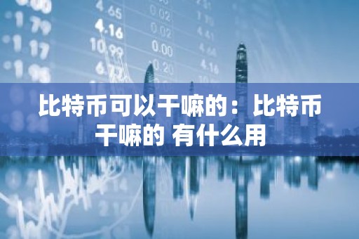 比特币可以干嘛的：比特币干嘛的 有什么用