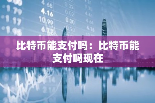 比特币能支付吗：比特币能支付吗现在