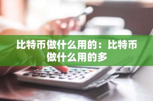比特币做什么用的：比特币做什么用的多