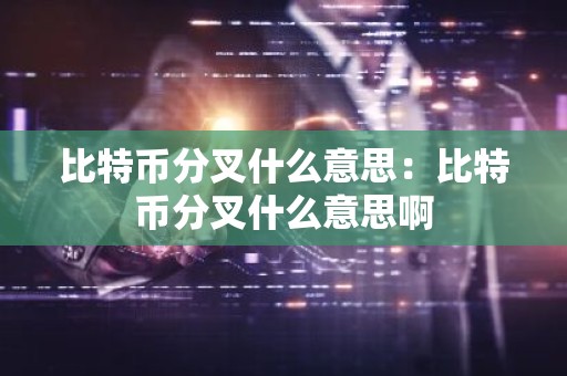 比特币分叉什么意思：比特币分叉什么意思啊