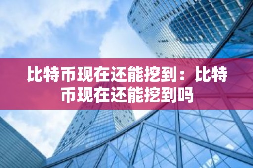 比特币现在还能挖到：比特币现在还能挖到吗
