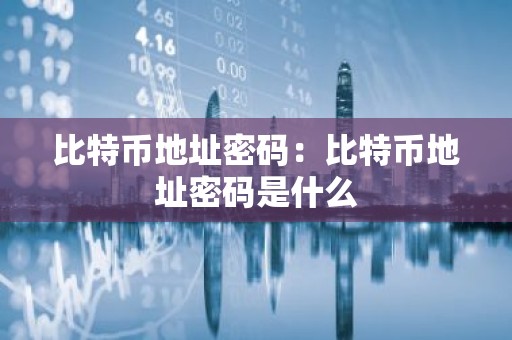 比特币地址密码：比特币地址密码是什么