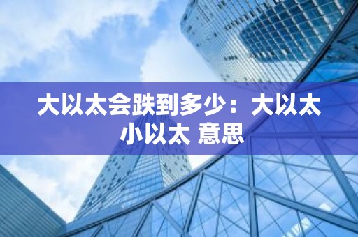 大以太会跌到多少：大以太 小以太 意思