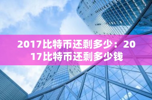 2017比特币还剩多少：2017比特币还剩多少钱