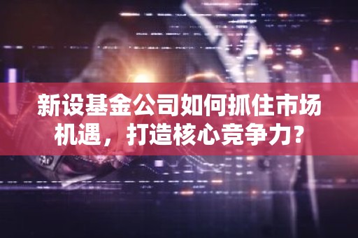 新设基金公司如何抓住市场机遇，打造核心竞争力？