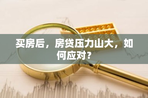 买房后，房贷压力山大，如何应对？