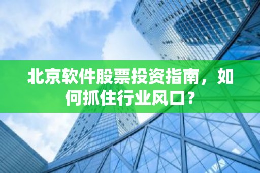 北京软件股票投资指南，如何抓住行业风口？
