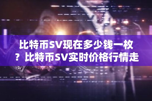 比特币SV现在多少钱一枚？比特币SV实时价格行情走势（7月27日）