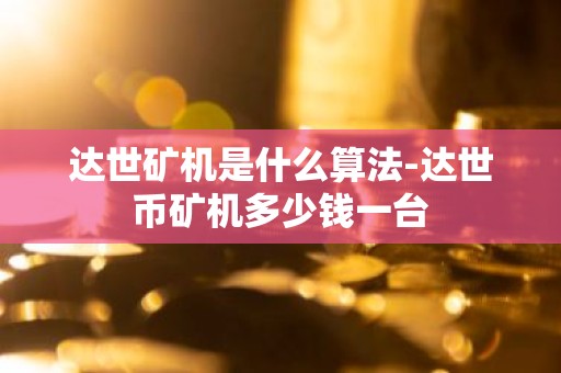 达世矿机是什么算法-达世币矿机多少钱一台