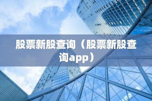股票新股查询（股票新股查询app）