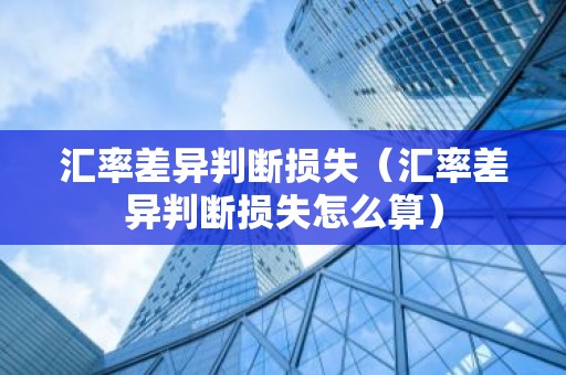 汇率差异判断损失（汇率差异判断损失怎么算）