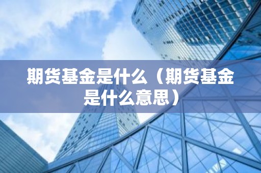 期货基金是什么（期货基金是什么意思）