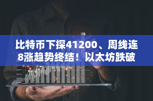 比特币下探41200、周线连8涨趋势终结！以太坊跌破2200美元
