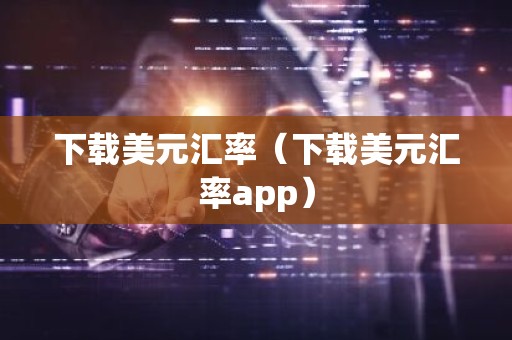 下载美元汇率（下载美元汇率app）