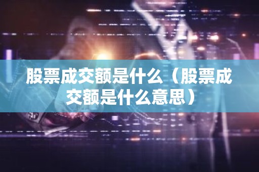 股票成交额是什么（股票成交额是什么意思）