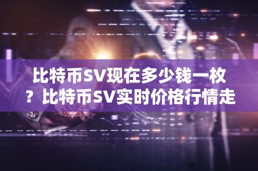 比特币SV现在多少钱一枚？比特币SV实时价格行情走势图