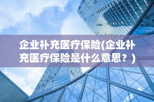 企业补充医疗保险(企业补充医疗保险是什么意思？)