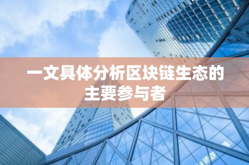 一文具体分析区块链生态的主要参与者