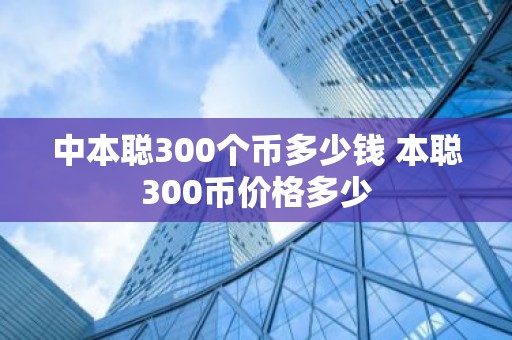 中本聪300个币多少钱 本聪300币价格多少