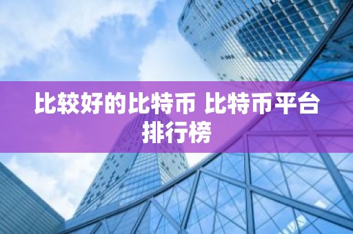 比较好的比特币 比特币平台排行榜