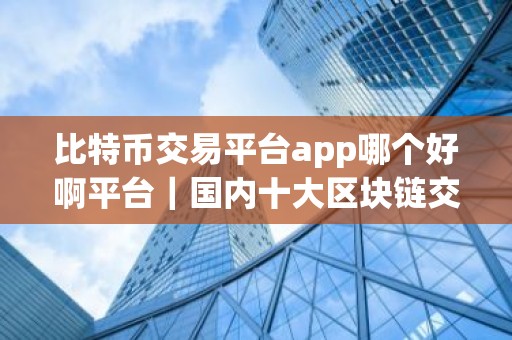比特币交易平台app哪个好啊平台｜国内十大区块链交易所排行